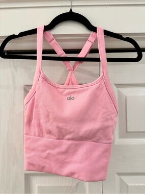 ALO Yoga Pink Ribbed Cross-Back Tank Top
